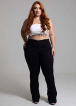 Calça Feminina Sarja Bootcut Plus Size Sawary Premium Original Cintura Alta Elastano 265429