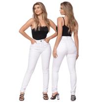 Calça Feminina Sarja Branca Skinny Com Elastano Cintura Alta Ajusta Ao Corpo Calça Feminina Sarja Branca Skinny Com Elastano Cintura Alta Ajusta Ao Corpo