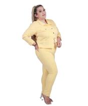 Calça Feminina Sarja Cigarrete Plus Amarela