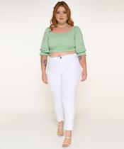 Calça Feminina Sarja Cigarrete Plus Branco