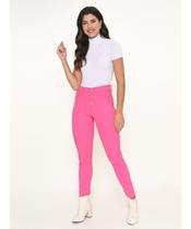Calça Feminina Sarja Pink Skinny Com vista de Botão Razon Jeans