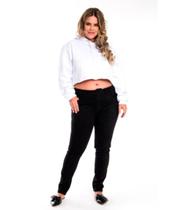 Calça Feminina Sarja Plus Size Sarja Com Fivela - Preto Calça Feminina Sarja Plus Size Sarja Com Fivela - Preto
