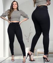 Calça Feminina Sawary Skinny Cintura Alta Sarja Premium Preto Intenso Lançamento Calça Feminina Sawary Skinny Cintura Alta Sarja Premium Preto Intenso Lançamento