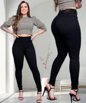 Calça Feminina Sawary Skinny Cintura Alta Sarja Premium Preto Intenso Nova Coleção