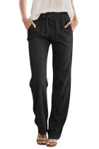 Calça Feminina SEMARO de Linho Cintura Alta com Cordão Preta Calça Feminina SEMARO de Linho Cintura Alta com Cordão Preta