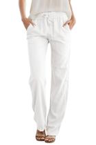 Calça Feminina SEMARO de Linho com Cós Alto e Cordão Ajustável Branca Calça Feminina SEMARO de Linho com Cós Alto e Cordão Ajustável Branca