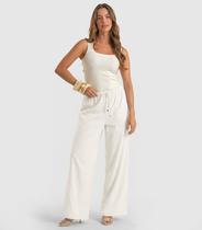 Calça Feminina Shape Pantalona Em Linho Dianna Bege