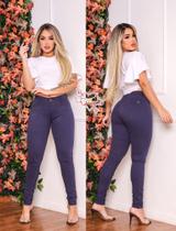 calça feminina skinny com elastano cintura alta levanta bumbum