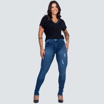 Calça Feminina Skinny Jeans Com Puidos 28880