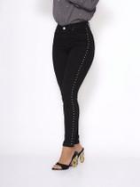 Calça Feminina Skinny Jeans Preto Strass lateral Levanta Bumbum Calça Feminina Skinny Jeans Preto Strass lateral Levanta Bumbum