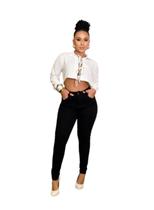 Calça feminina slim jeans laycra black