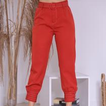 Calça Feminina Slouchy Alfaiataria Cinto Casual