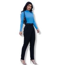 Calça Feminina Social Alfaiataria Com Cinto Forrado e bolso