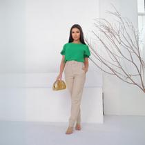 Calça Feminina Social Alfaiataria Linho Com Elastano Premium