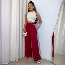 Calça Feminina Social Pantalona em Alfaiataria Trabalho