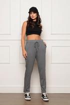 Calça Feminina Soltinha Reta com Elástico e Amarração Cinza Calça Feminina Soltinha Reta com Elástico e Amarração Cinza