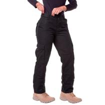 Calça Feminina Tática Reforçada Preta Cargo Militar