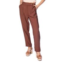 Calça Feminina The Style Box Reta Cintura Alta Marrom Calça Feminina The Style Box Reta Cintura Alta Marrom