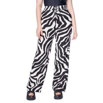 Calça Feminina The Style Box Wide Leg Estampada Preto/branco Calça Feminina The Style Box Wide Leg Estampada Preto/branco