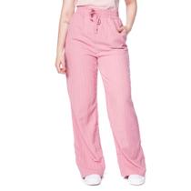 Calça Feminina The Style Box Wide Leg Textura Listras Rosa Calça Feminina The Style Box Wide Leg Textura Listras Rosa
