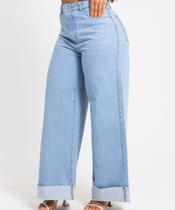 Calça Feminina Wide Leg Barra Dobrada