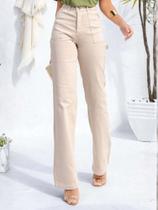 Calça Feminina Wide Leg Bolso Carpinteiro Revanche 200890. Calça Feminina Wide Leg Bolso Carpinteiro Revanche 200890.