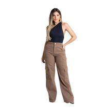 Calça Feminina Wide Leg Cargo Estilosa Moderna Atemporal