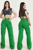 Calça Feminina Wide Leg Cargo Verde Bandeira - 603