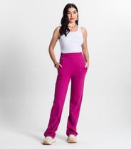 Calça Feminina Wide Leg Moletinho Com Bolso Select Rosa