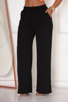 Calça Feminina Wide Leg Pantalona Duna Cintura Alta Elástico