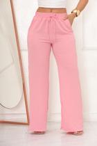Calça Feminina Wide Leg Pantalona Duna Cintura Alta Elástico Calça Feminina Wide Leg Pantalona Duna Cintura Alta Elástico