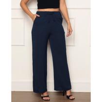 Calça Feminina Wide Leg Pantalona Viscolaycra com Cós Alto e Bolsos Laterais Confortável Casual Calça Feminina Wide Leg Pantalona Viscolaycra com Cós Alto e Bolsos Laterais Confortável Casual