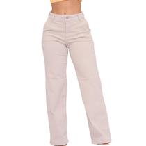 Calça Feminina Wide Leg Reta Cintura Alta Modeladora Pantalona Básica Estilosa Casual