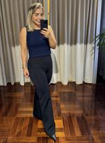 Calça Feminina Wideleg Preta Malha Poliamida Loopper