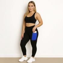 Calça Fitness Cós Alto Legging Leg Treino Casual Bolso Celular 148