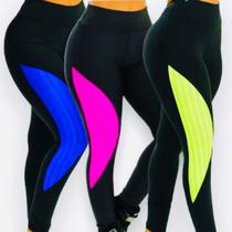 Calça Fitness Leg Legging Cós Alto Treino Casual Cores 140