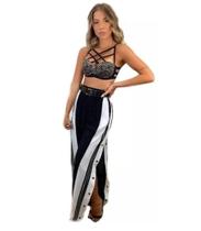 Calça Flaer Botões Listra e Fenda Laterais