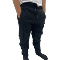 Calça Flanelada Moletom Frio Cargo Infantil Menino Grossa