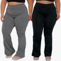 Calça Flare Bailarina Flanelada Forrada Plus Size Feminina Cintura Alta G1 ao G3