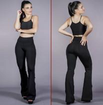 Calça Flare Bailarina Legging FITNESS FEMININA Max Modas Modas Preta