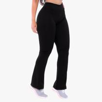 Calça Flare Bailarina Peluciada Cintura Alta Forrada Flanelada Grossa Boca de Sino Suplex