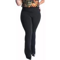 Calça Flare Bailarina Plus Size Cintura Alta Poliamida