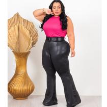 Calça Flare Com Cinto Feminina Cintura Alta Plus Size Cirre