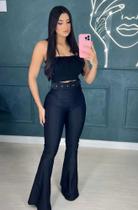 Calça flare com cinto Calça flare com cinto