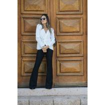 Calça Flare em tecido Bandagem de Alta Compressão Preta G Calça Flare em tecido Bandagem de Alta Compressão Preta G