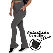 Calça Flare Feminina Boca De Sino Bailarina Cintura Alta Peluciada