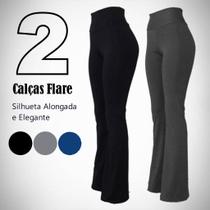Calça Flare Feminina Boca de Sino Kit 2 Bailarina