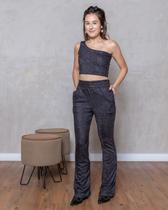 Calça Flare Feminina de Brilho Lurex Cintura Alta Calça Flare Feminina de Brilho Lurex Cintura Alta