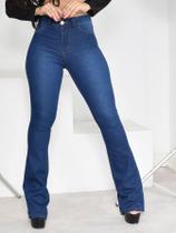 Calça Flare Feminina Faraya Jeans Cintura Alta Com lycra Cintura alta boca de sino modela bumbum