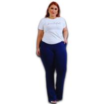 Calça Flare Feminina Pantalona Poliamida c/ Bolso Plus Size Calça Flare Feminina Pantalona Poliamida c/ Bolso Plus Size
